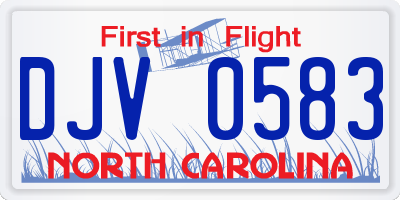 NC license plate DJV0583