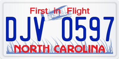 NC license plate DJV0597
