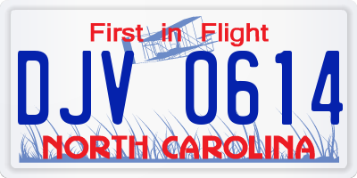 NC license plate DJV0614