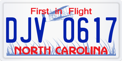 NC license plate DJV0617