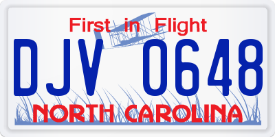 NC license plate DJV0648
