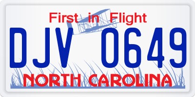 NC license plate DJV0649