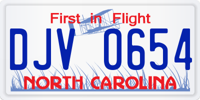 NC license plate DJV0654