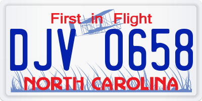 NC license plate DJV0658