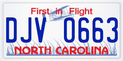 NC license plate DJV0663