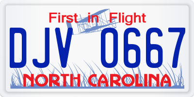 NC license plate DJV0667