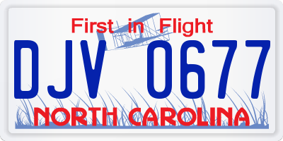NC license plate DJV0677