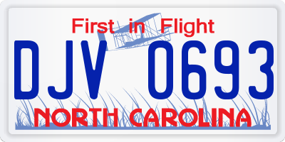 NC license plate DJV0693