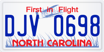 NC license plate DJV0698