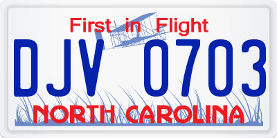 NC license plate DJV0703