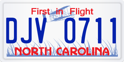 NC license plate DJV0711