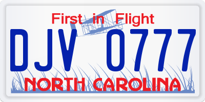 NC license plate DJV0777