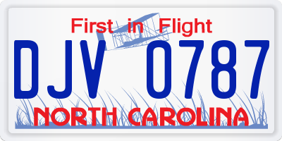 NC license plate DJV0787