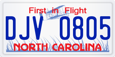 NC license plate DJV0805