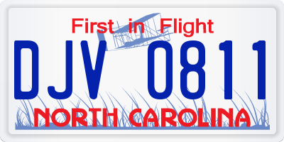 NC license plate DJV0811
