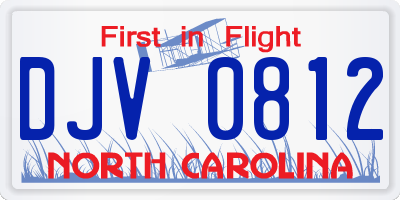 NC license plate DJV0812