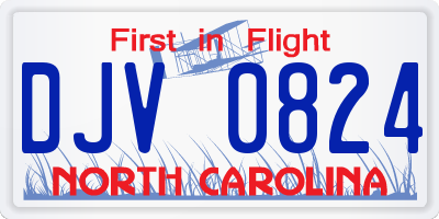 NC license plate DJV0824