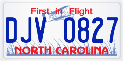 NC license plate DJV0827