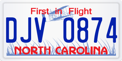 NC license plate DJV0874