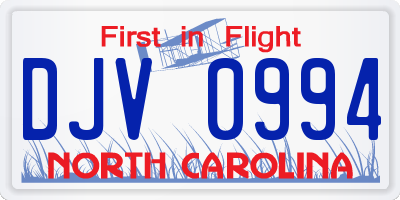 NC license plate DJV0994