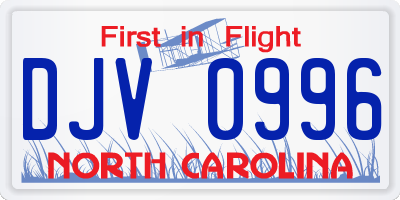 NC license plate DJV0996