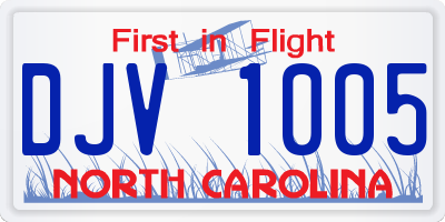 NC license plate DJV1005
