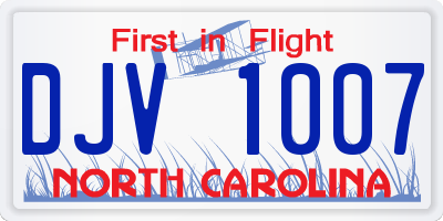 NC license plate DJV1007