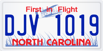 NC license plate DJV1019