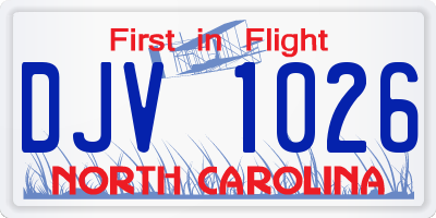 NC license plate DJV1026