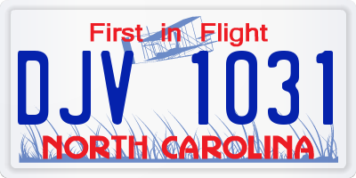 NC license plate DJV1031