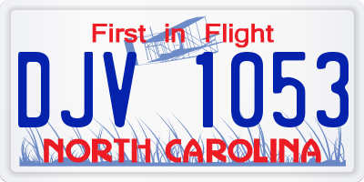 NC license plate DJV1053