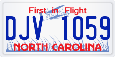 NC license plate DJV1059