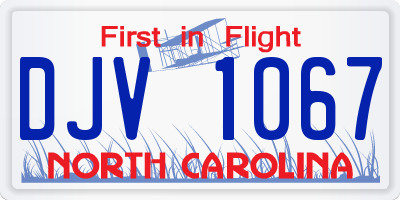 NC license plate DJV1067