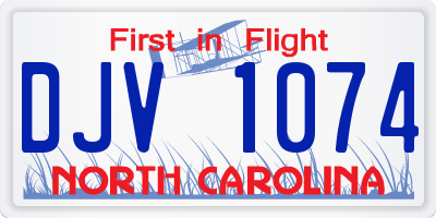NC license plate DJV1074