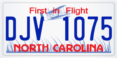 NC license plate DJV1075