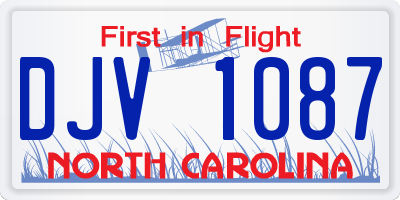 NC license plate DJV1087