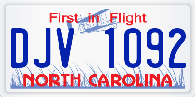 NC license plate DJV1092
