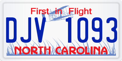 NC license plate DJV1093