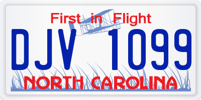 NC license plate DJV1099