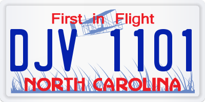NC license plate DJV1101
