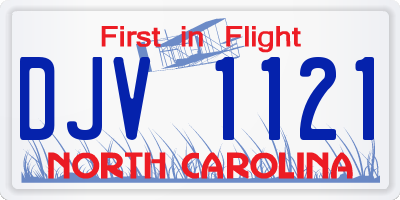 NC license plate DJV1121