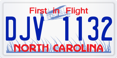 NC license plate DJV1132
