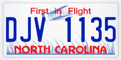 NC license plate DJV1135