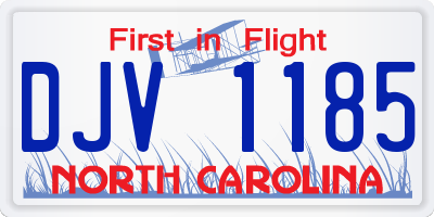 NC license plate DJV1185