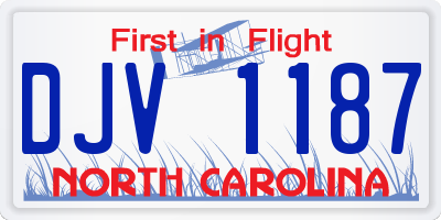 NC license plate DJV1187