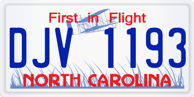 NC license plate DJV1193