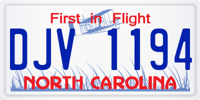 NC license plate DJV1194