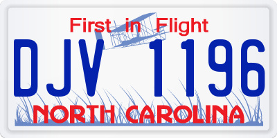NC license plate DJV1196