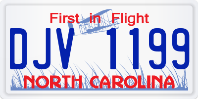 NC license plate DJV1199