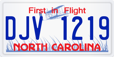 NC license plate DJV1219